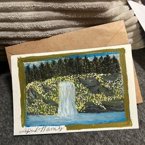 Hand-Painted Waterfall Greeting Card
